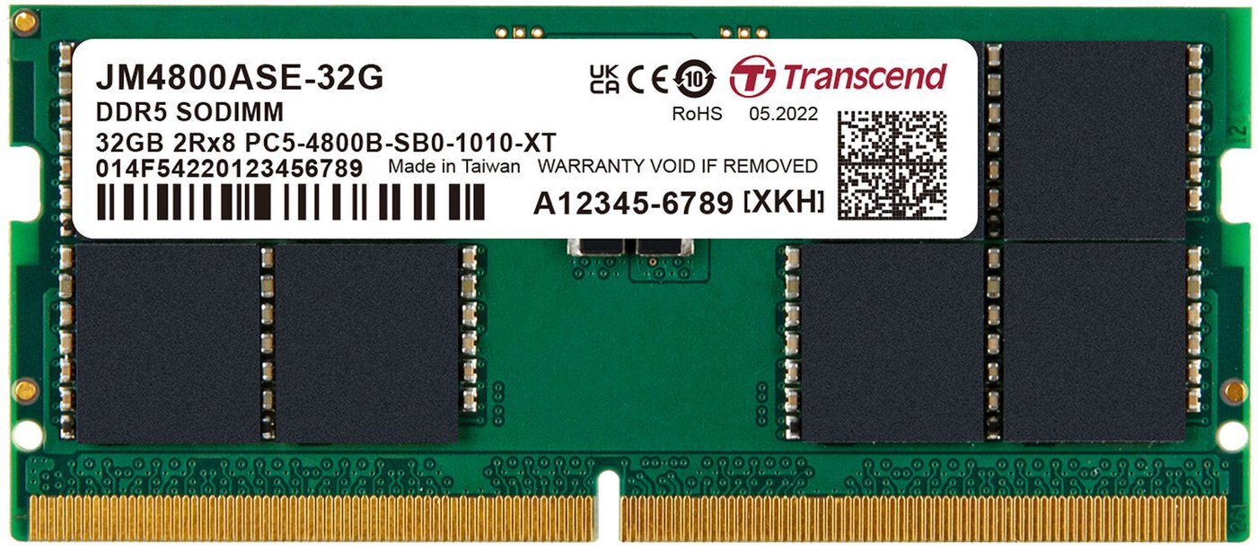 

Оперативная память Transcend JetRam 32ГБ DDR5 SODIMM 4800МГц JM4800ASE-32G