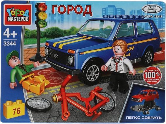 

Конструктор Город мастеров Город 3344-CY Lada 4х4. Авария с велосипедистом