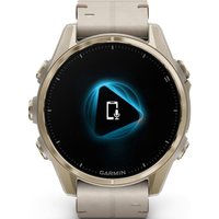 Умные часы Garmin Fenix 8 Sapphire 43мм (золотистый, серый кожаный ремешок)