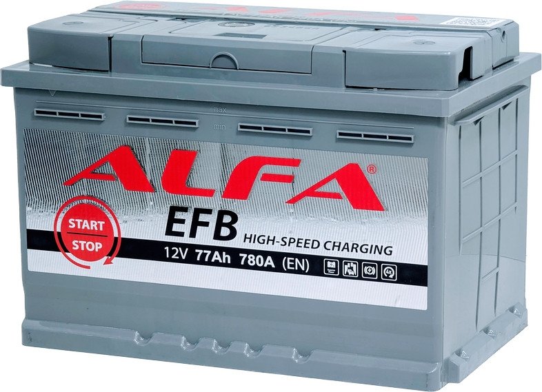 

Автомобильный аккумулятор ALFA EFB 77 R+ (77 А·ч)
