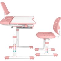 Ученический стол Anatomica Ara с подставкой для книг и выдвижным органайзером (белый/розовый)