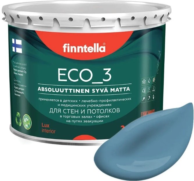 

Краска Finntella Eco 3 Wash and Clean Terassininen F-08-1-3-LG206 2.7 л (синий)