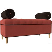 Банкетка Лига диванов Глория 113676 (микровельвет коралловый/коричневый/коричневый)