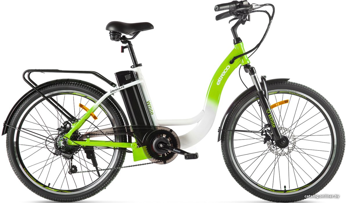 Электровелосипед Eltreco White 2022 (белый/зеленый)