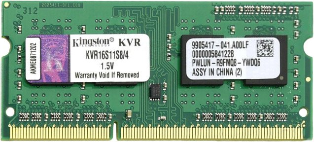 

Оперативная память Kingston ValueRAM 4GB DDR3 SO-DIMM PC3-12800 (KVR16S11S8/4)