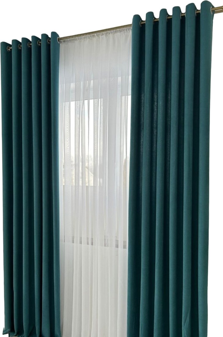 

Комплект штор Модный текстиль Канвас 03L 112MTKANVASMO2-5 (250x360, 2 шт, бирюзовый/серебристый матовый)