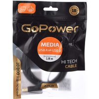 Кабель GoPower 00-00027492 USB Type-A - USB Type-B (1.8 м, черный)