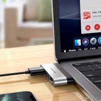 Адаптер Borofone DH2 USB Type-C - USB 3.0 + HDMI (металлик)