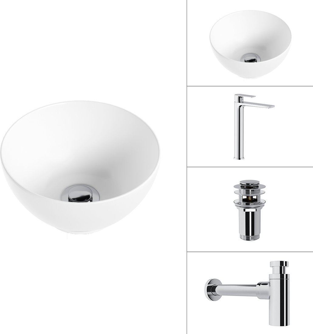 Умывальник Lauter 21601E + Reef 21CK8678C + сифон 21635CH + дон.клапан 21190CH (хром)