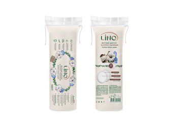 Ватные диски Lino Хлопко-льняные 2-х слойные перфорированы по краям (100 шт)