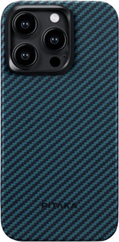 Чехол для телефона Pitaka MagEZ Case 4 для iPhone 15 Pro (1500D twill, черный/синий)