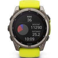 Умные часы Garmin Fenix 8 Solar, Sapphire 51мм (титановый, желтый силиконовый ремешок)