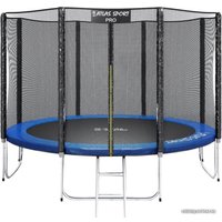 Батут Atlas Sport 374 см - 12ft Pro (усиленные опоры, внешняя сетка, синий)