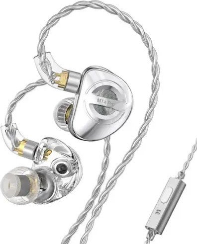 Наушники TRN MT4 Pro 3.5 мм (серебристый, с микрофоном)
