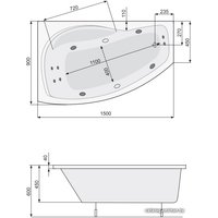 Ванна Poolspa Nicole 150x90 L Economy 1 PHANM10SO1C0000