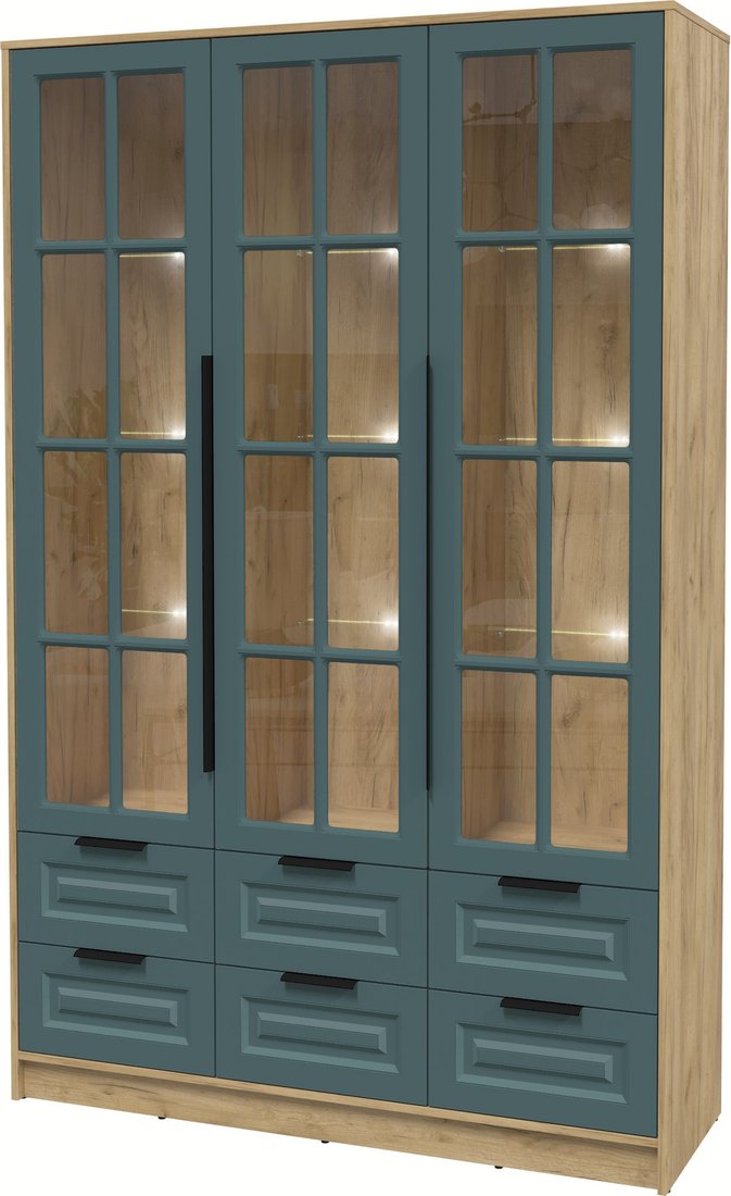 

Шкаф-витрина Интерлиния Концепт КТ-ШВ3 с подсветкой Деко (дуб золотой/верде)