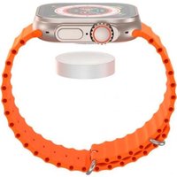 Умные часы XO M9 Ultra (серебристый, с оранжевым силиконовым ремешком)