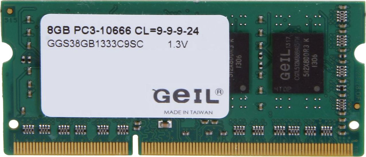 

Оперативная память GeIL 8GB DDR3 SO-DIMM PC3-10600 GGS38GB1333C9SC