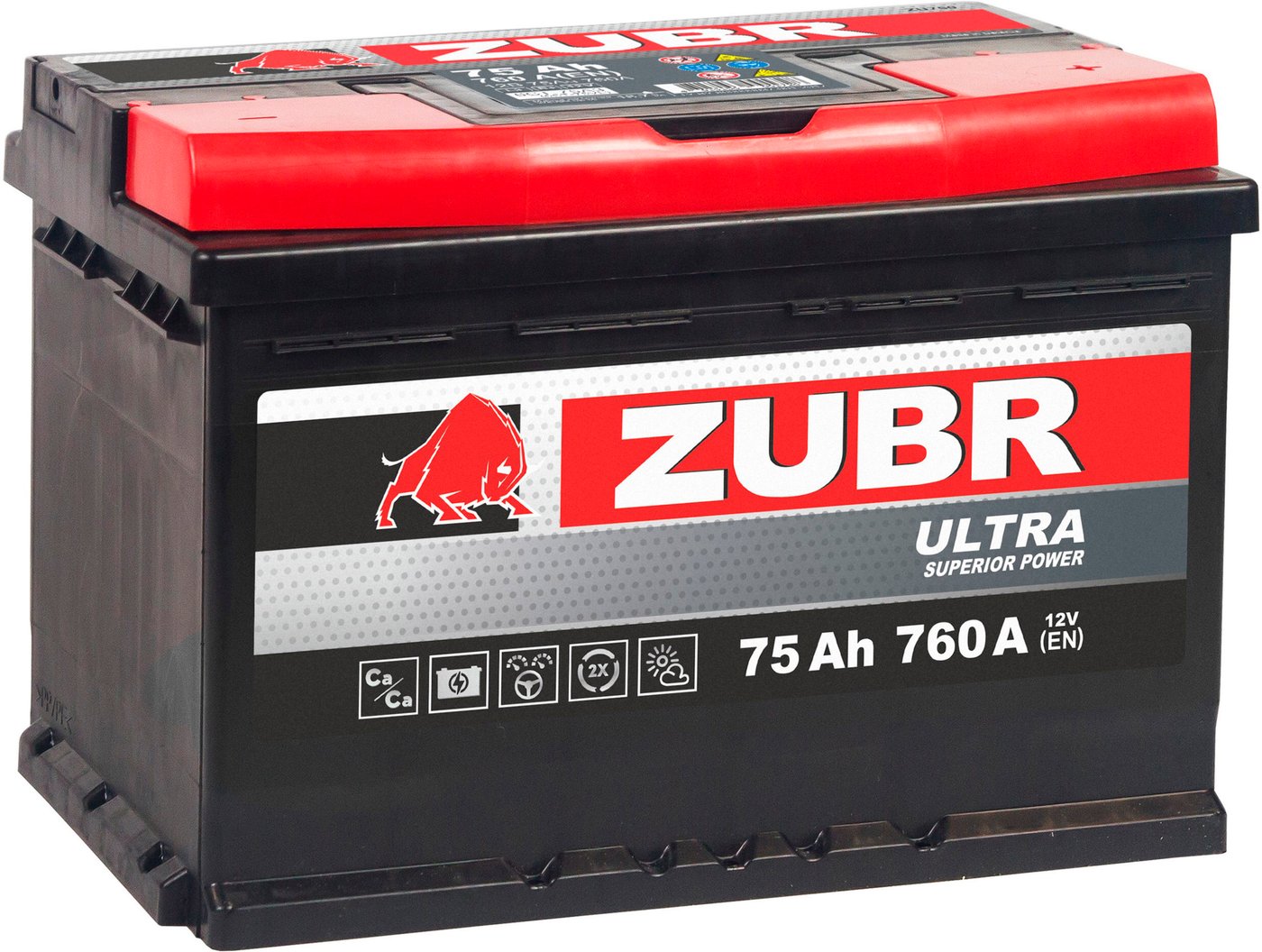 

Автомобильный аккумулятор Zubr Ultra R+ (75 А·ч)