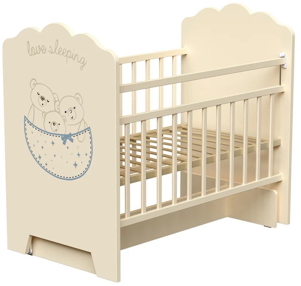 

Классическая детская кроватка VDK Love Sleeping колесо-качалка с маятником (слоновая кость)
