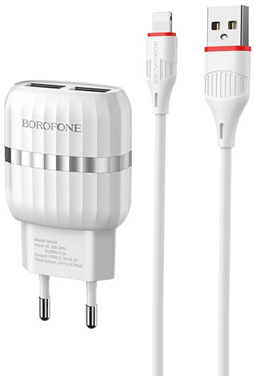 

Сетевое зарядное Borofone BA24A Lightning (белый)