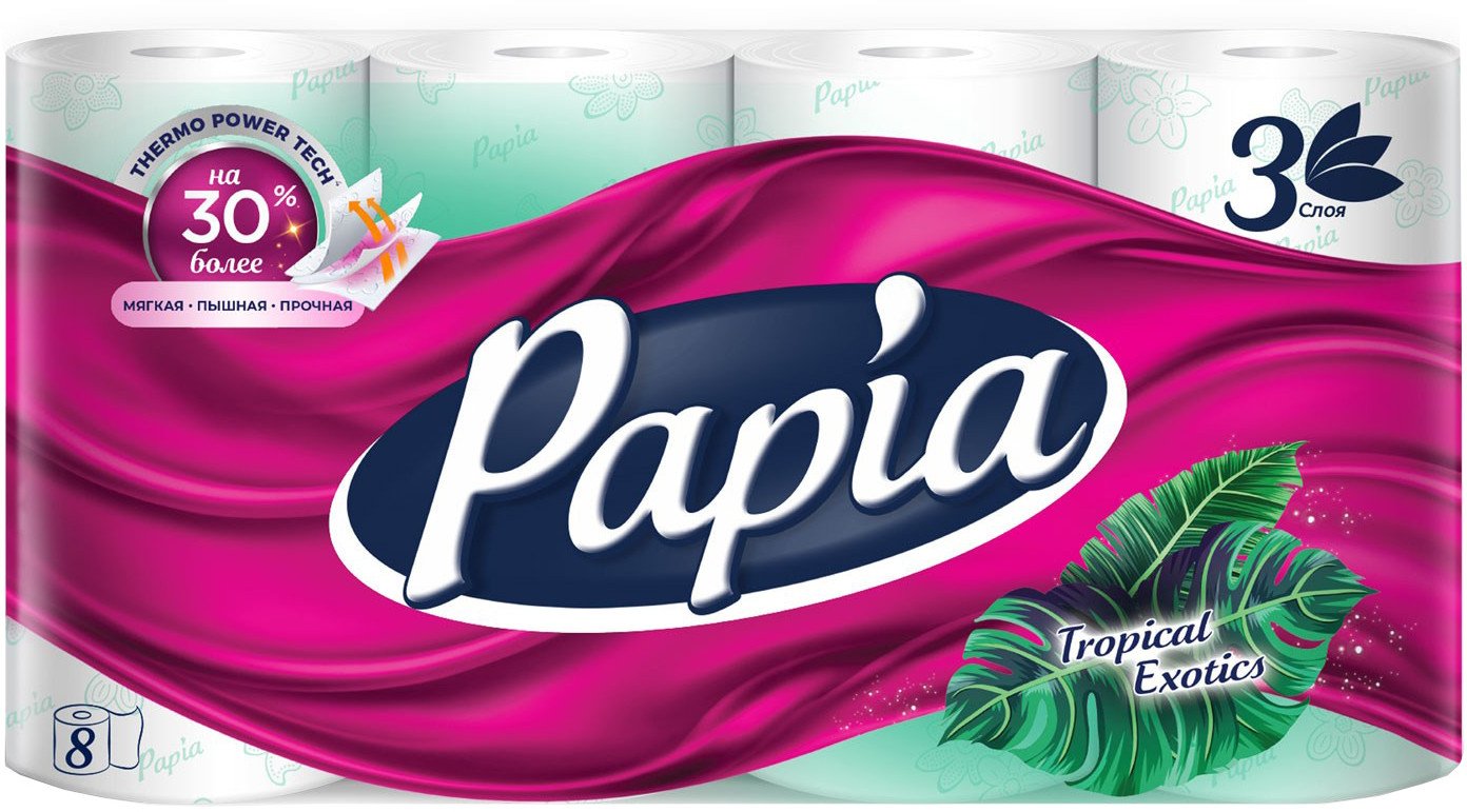 

Туалетная бумага Papia Тропическая экзотика 3х слойная (8 рулонов)