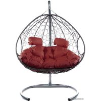 Подвесное кресло M-Group Для двоих 11450302 (серый ротанг/бордовая подушка)