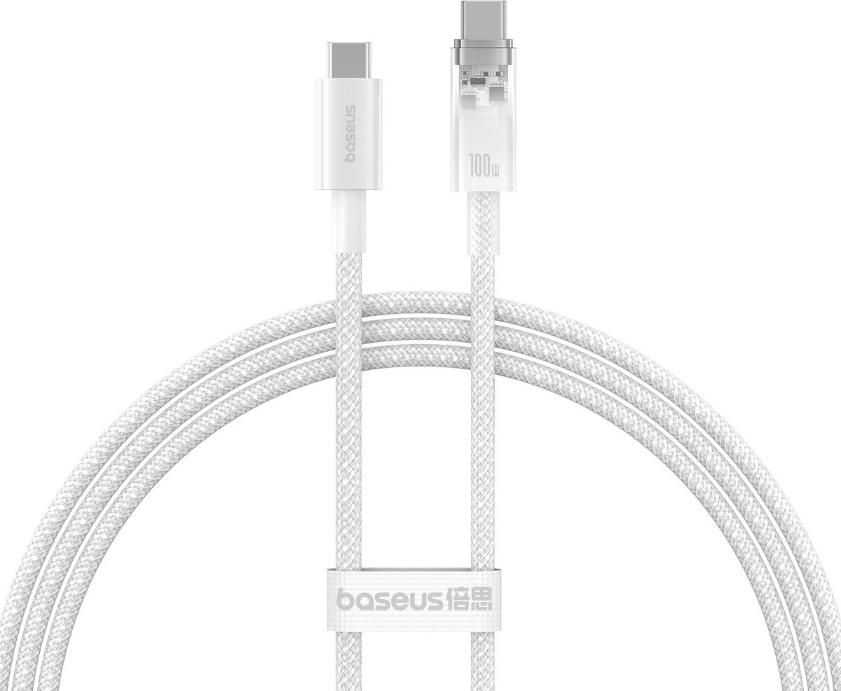 

Кабель Baseus Explorer Series Fast Charging Cable Auto Power-Off For Overheating 100W USB Type-C - USB Type-C (1 м, белый)