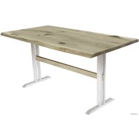 Кухонный стол Buro7 Двутавр 150 (с обзолом и сучками, дуб беленый/белый)