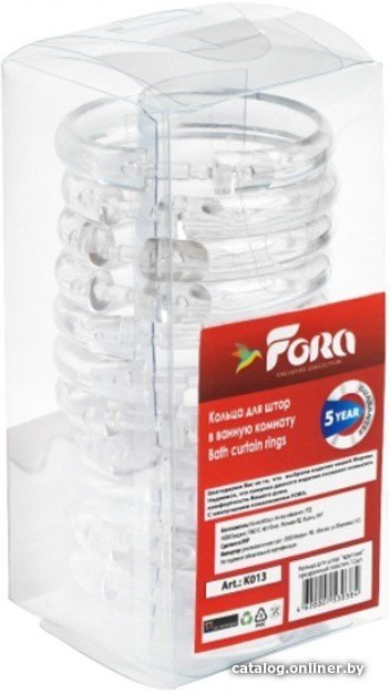 Кольца для шторки Fora К13 (12 шт, прозрачный)