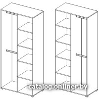 Шкаф распашной Горизонт Лайт 900 (белый/крафт золотой)