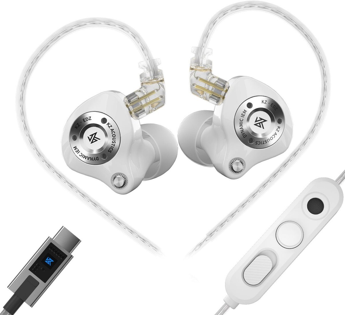 Наушники KZ Acoustics EDZ USB Type-C (с микрофоном, белый)