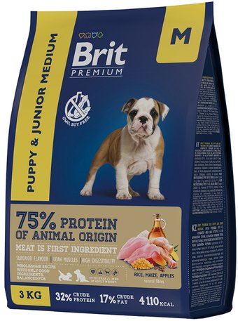 Brit Premium Dog Puppy and Junior Medium курица 1 кг