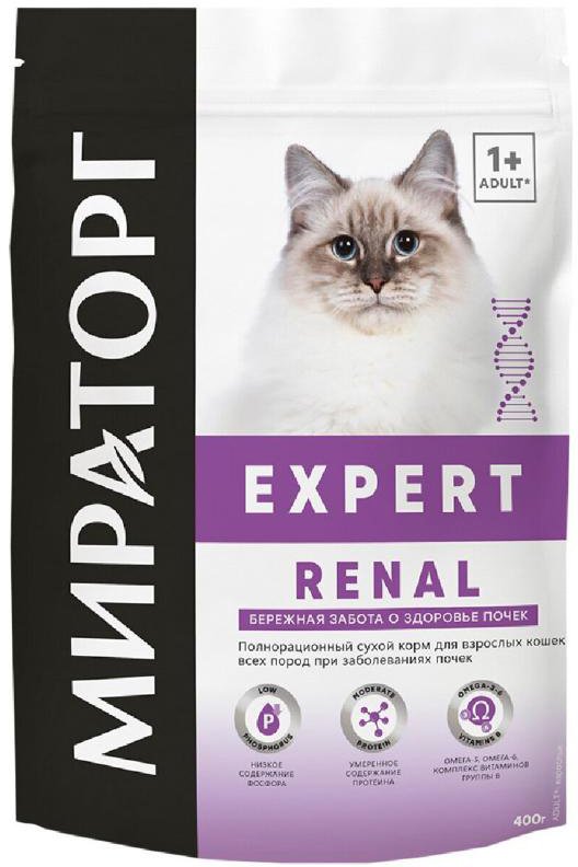 

Сухой корм для кошек Мираторг Expert Renal Бережная забота о здоровье почек (400 г)