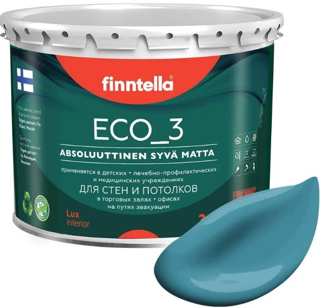

Краска Finntella Eco 3 Wash and Clean Opaali F-08-1-3-LG259 2.7 л (голубой)