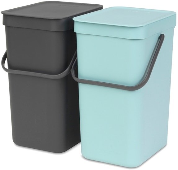 

Комплект мусорных ведер Brabantia Sort & Go 2 x 12 л (мятный/серый)