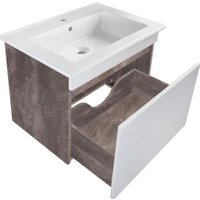  Runo Тумба с умывальником Модена 75 + Оскар 75 (подвесная, железный камень)