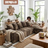 Угловой диван Sempla Монреаль 4 (тиффани коричневый/мора бежевый)