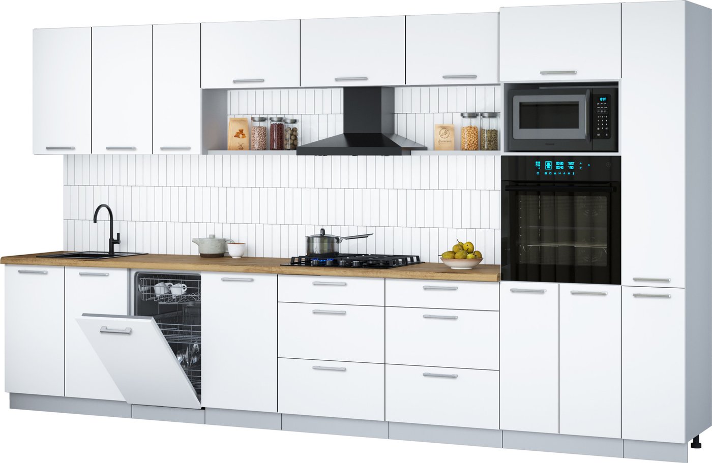 

Готовая кухня Интерлиния Мила Gloss 3.8-ПМ3 (белый/белый/дуб бунратти)