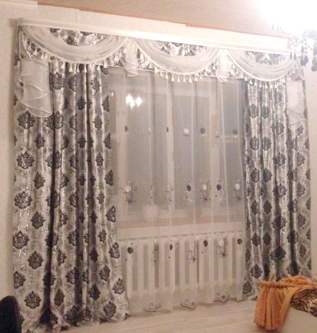 

Комплект штор и гардин ИП Романович Е.Ю. Королевские 1.5x2.5, 2.5x3 м (серебро, 4 шт)