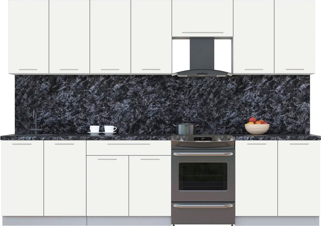 

Готовая кухня Интерлиния Мила Пластик 3.0 А (зефирный/зефирный/кастилло темный)