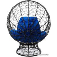 Кресло M-Group Кокос на подставке 11590410 (черный ротанг/синяя подушка)