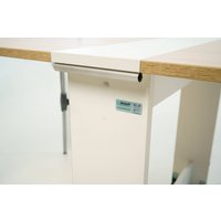 Стол-книга Stoloff Мечта 1600x850 (белый/дуб сонома, опоры складные, углы закругленные с роликами и ручками)