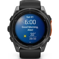 Умные часы Garmin Fenix 8 51мм (серый, черный силиконовый ремешок)