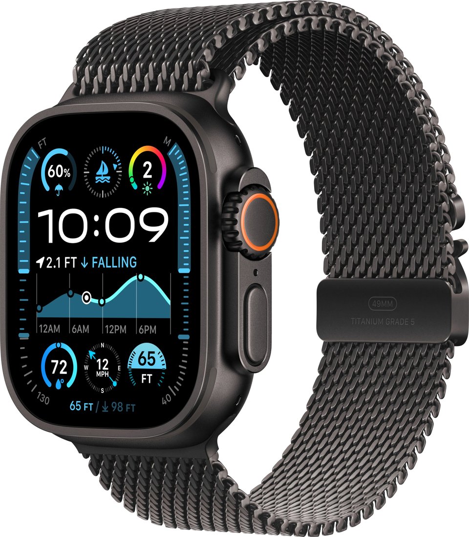 

Умные часы Apple Watch Ultra 2 LTE 49 мм (титановый корпус, черный/черный, миланская петля S)