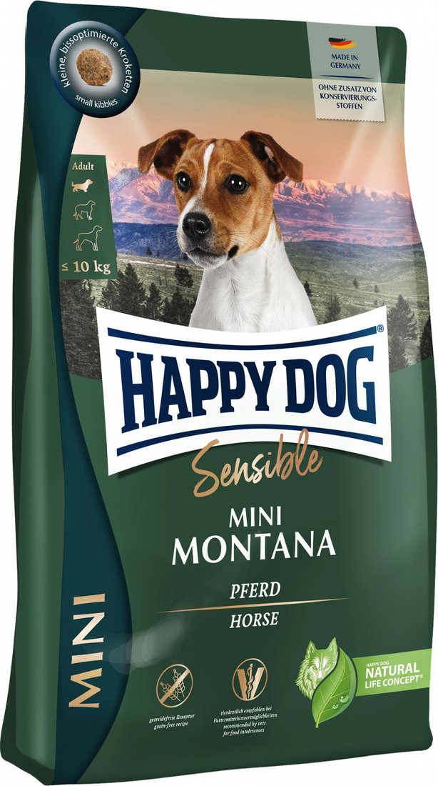 

Сухой корм для собак Happy Dog Mini Montana 24/12 (с кониной и картофелем) 800 г
