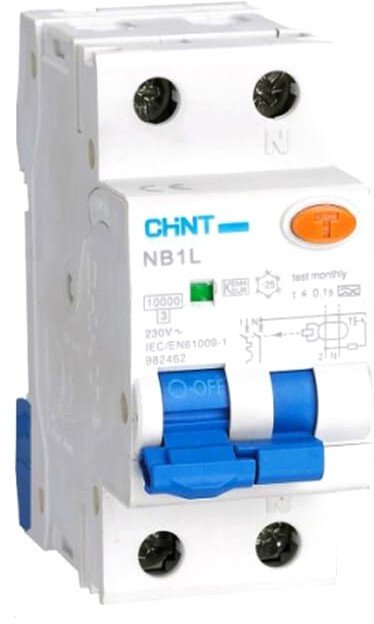 

Дифференциальный автомат Chint NB1L 1P+N C16 30mA AC 10KA (36mm) (R)