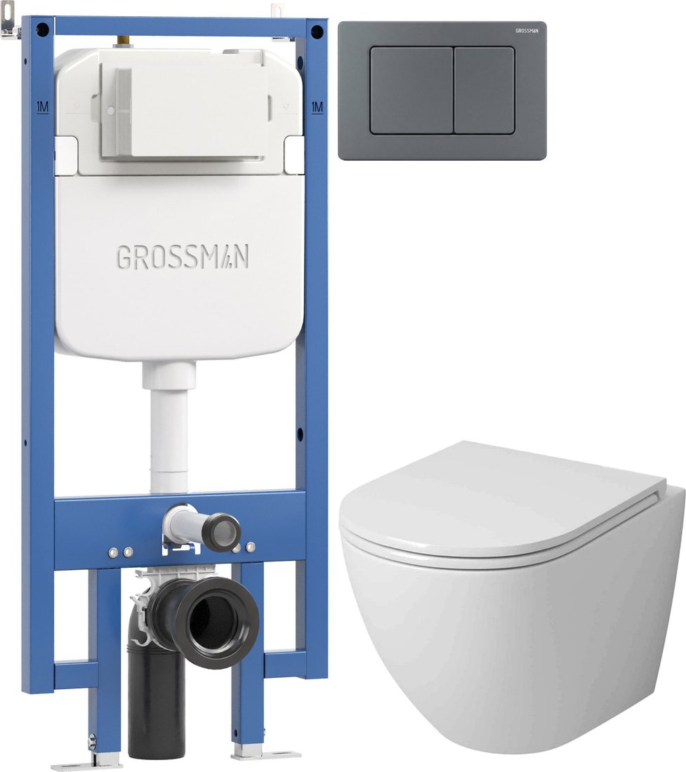 Унитаз подвесной Grossman GR-4455SQ + 900.K42.01.000 + Classic 700.K45.04.42M.42M (графит сатиновый)