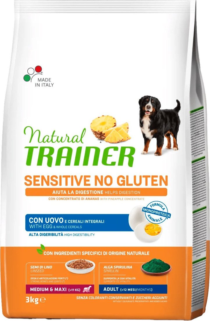 

Сухой корм для собак Trainer Natural Sensitive No Gluten Medium&Maxi Adult с яйцом 3 кг