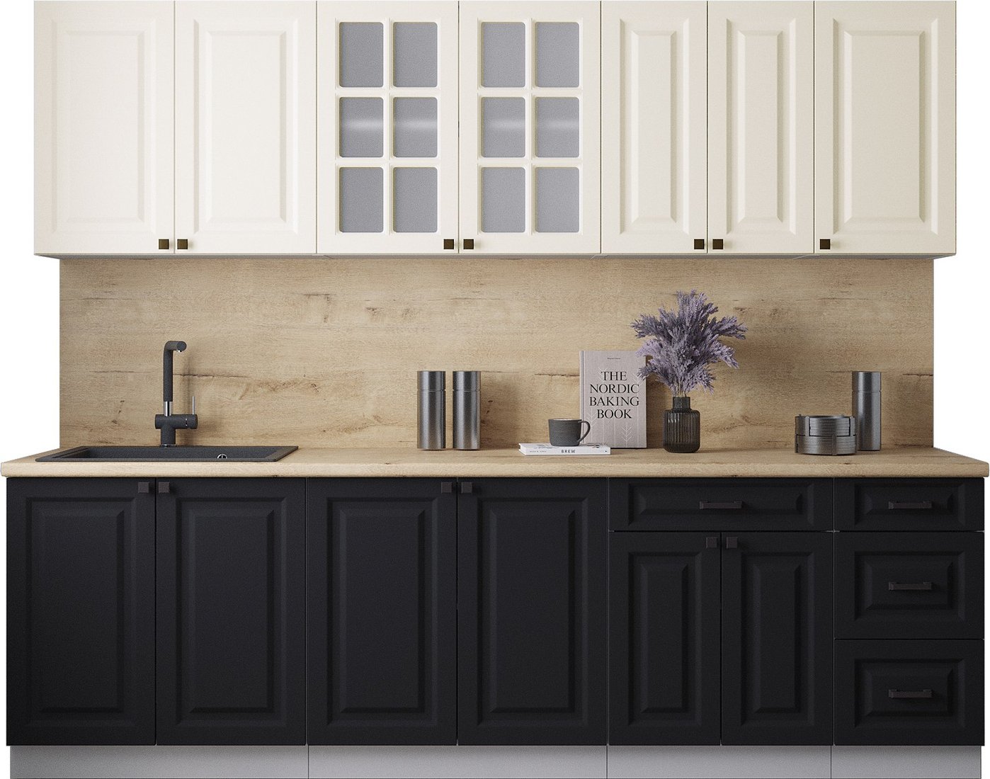 

Готовая кухня Интерлиния Мила Деко 2.6Б (черный/белый/дуб бунратти)